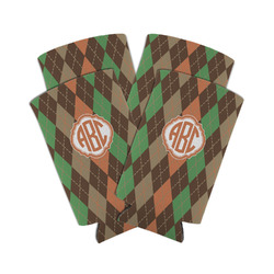 Brown Argyle Can Cooler (tall 12 oz) - Set of 4 (Personalized)
