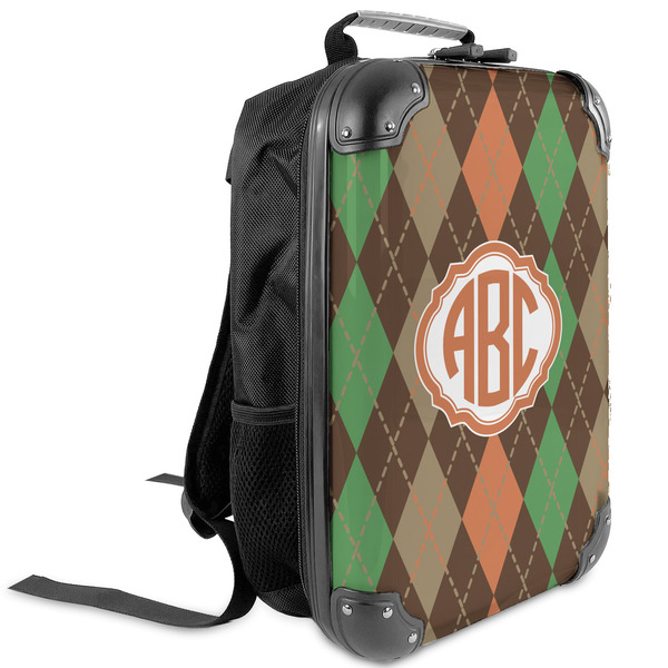Custom Brown Argyle Kids Hard Shell Backpack (Personalized)