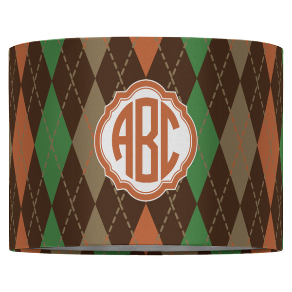 Brown Argyle 16" Drum Lampshade - FRONT (Fabric)