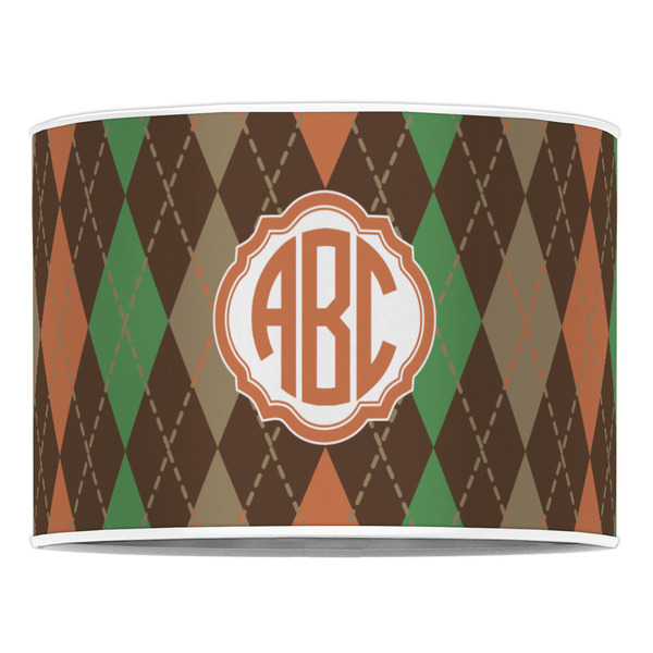 Brown Argyle 16" Drum Lampshade - FRONT (Poly Film)