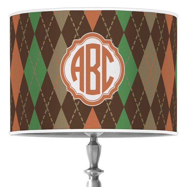 Custom Brown Argyle 16" Drum Lamp Shade - Poly-film (Personalized)