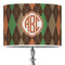 Brown Argyle 16" Drum Lampshade - ON STAND (Poly Film)