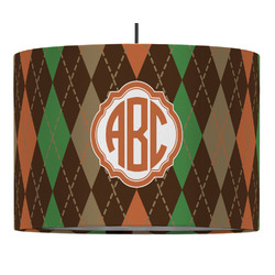 Brown Argyle Drum Pendant Lamp (Personalized)