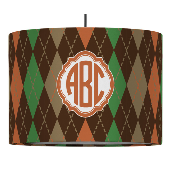 Custom Brown Argyle Drum Pendant Lamp (Personalized)