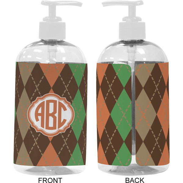 Brown Argyle 16 oz Plastic Liquid Dispenser- Approval- White