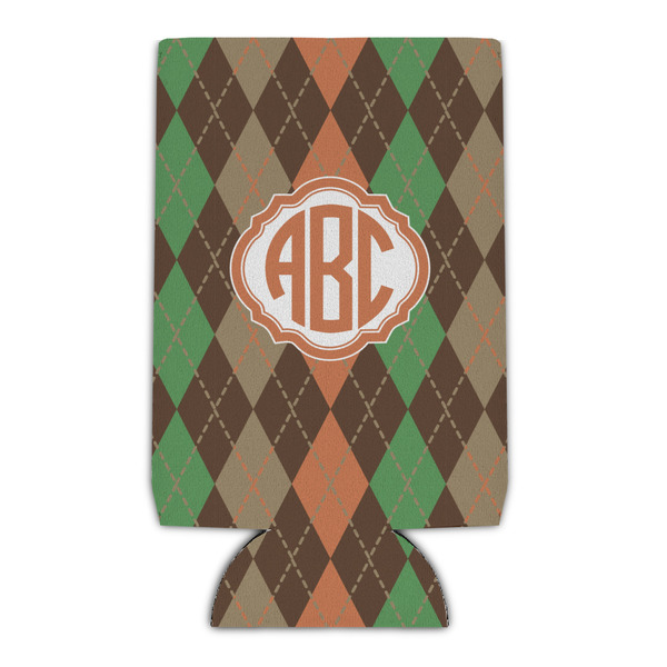 Custom Brown Argyle Can Cooler (16 oz) (Personalized)