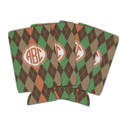 Brown Argyle Can Cooler (16 oz) - Set of 4 (Personalized)