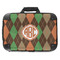 Brown Argyle 18" Laptop Briefcase - FRONT