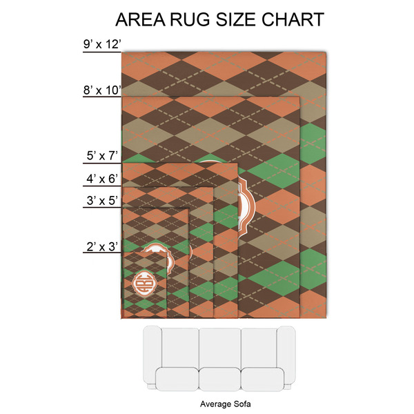 Brown Argyle 2'x3' Indoor Area Rugs - Size Chart