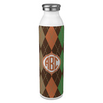 Brown Argyle 20oz Stainless Steel Water Bottle - Full Print (Personalized)