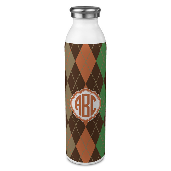Custom Brown Argyle 20oz Stainless Steel Water Bottle - Full Print (Personalized)