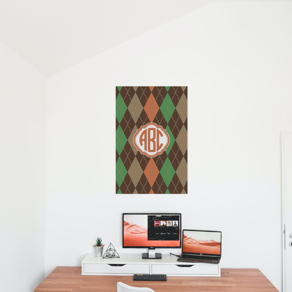 Brown Argyle 20x30 - Matte Poster - On the Wall