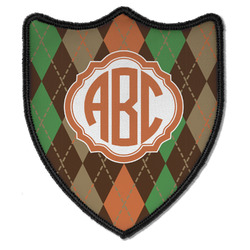 Brown Argyle Iron On Shield Patch B w/ Monogram
