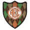 Brown Argyle Iron On Shield Patch B w/ Monogram