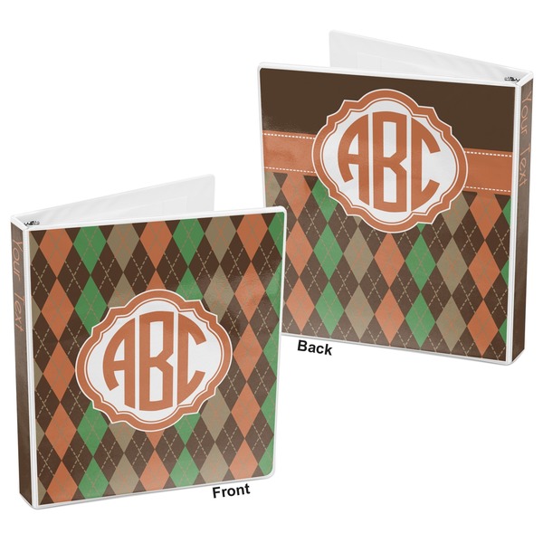 Brown Argyle 3-Ring Binder Front and Back