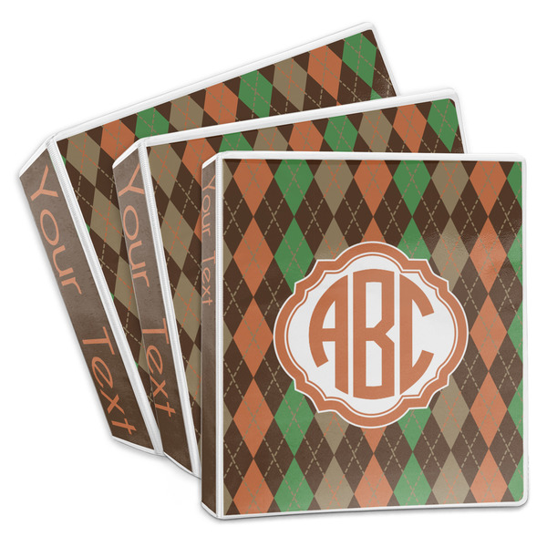 Custom Brown Argyle 3-Ring Binder (Personalized)