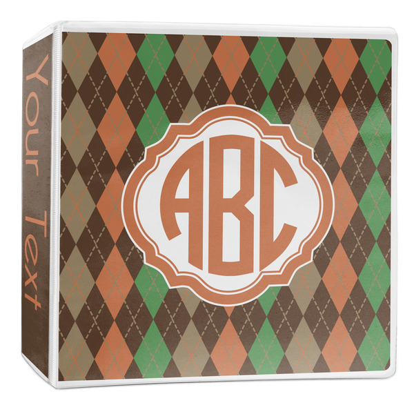 Custom Brown Argyle 3-Ring Binder - 2 inch (Personalized)