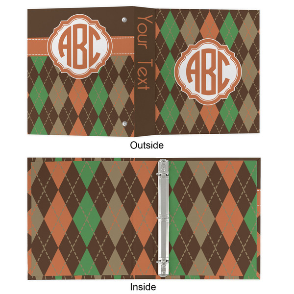 Brown Argyle 3 Ring Binders - Full Wrap - 1" - APPROVAL