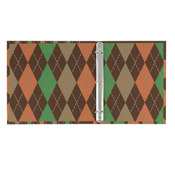 Brown Argyle 3 Ring Binders - Full Wrap - 1" - OPEN INSIDE