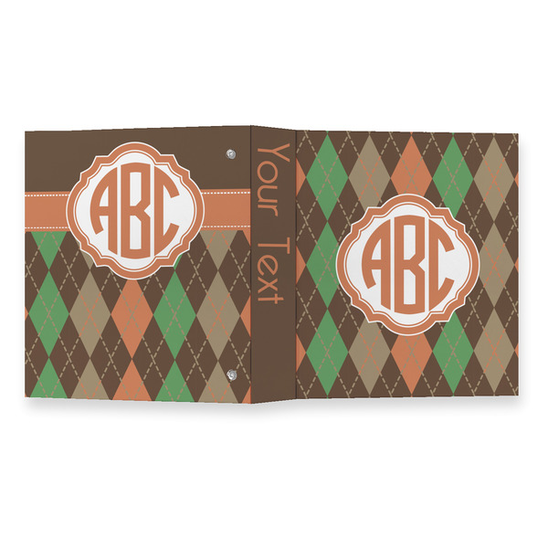 Brown Argyle 3 Ring Binders - Full Wrap - 1" - OPEN OUTSIDE