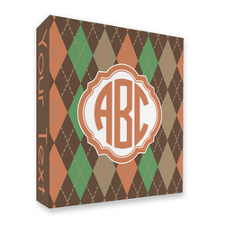Brown Argyle 3 Ring Binder - Full Wrap - 2" (Personalized)