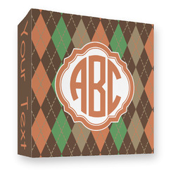 Brown Argyle 3 Ring Binder - Full Wrap - 3" (Personalized)