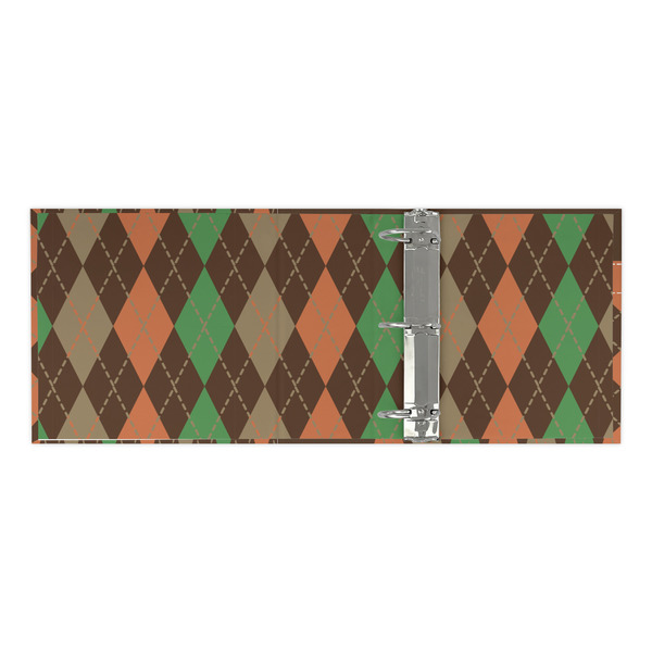 Brown Argyle 3 Ring Binders - Full Wrap - 3" - OPEN INSIDE