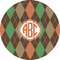 Brown Argyle Multipurpose Round Labels - 4" (Personalized)