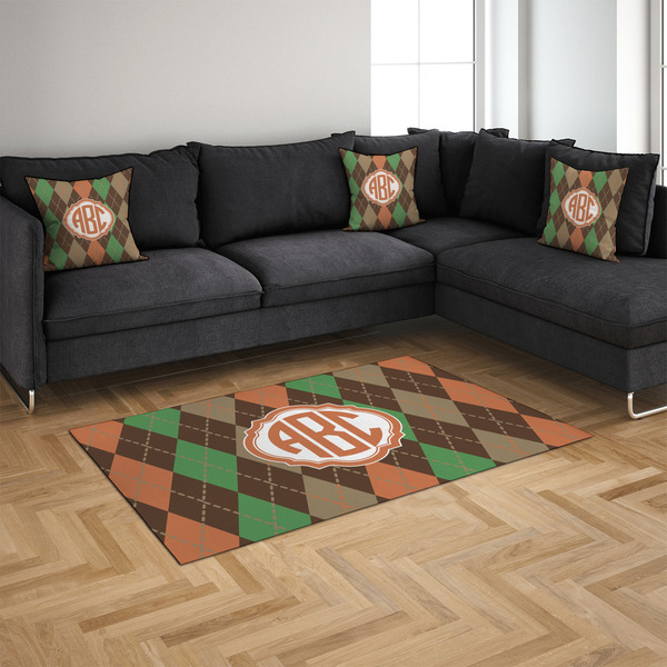 Brown Argyle 4'x6' Indoor Area Rugs - IN CONTEXT