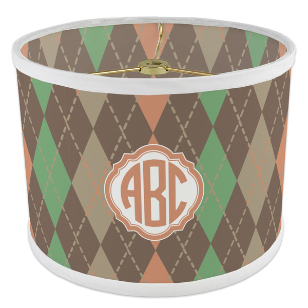 Brown Argyle 8" Drum Lampshade - ANGLE Poly-Film