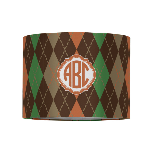 Brown Argyle 8" Drum Lampshade - FRONT (Fabric)