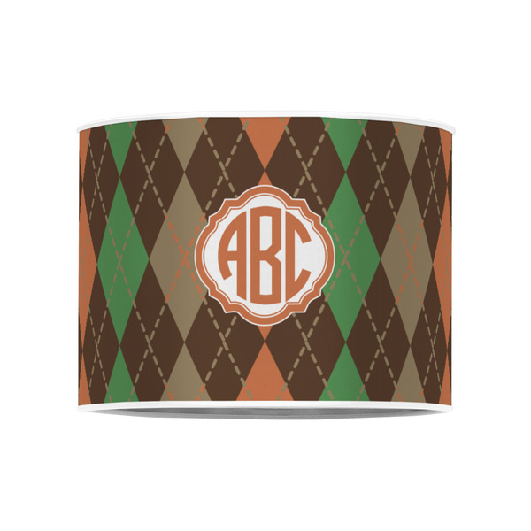 Brown Argyle 8" Drum Lampshade - FRONT (Poly Film)