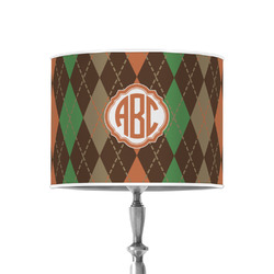 Brown Argyle 8" Drum Lamp Shade - Poly-film (Personalized)