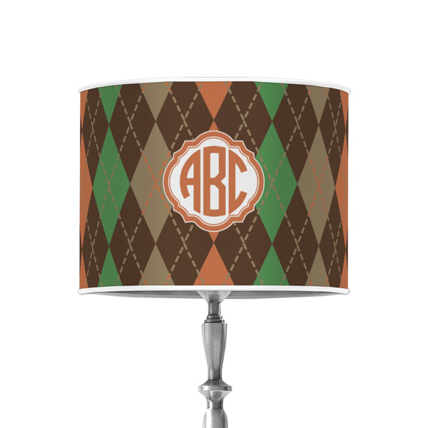 Custom Brown Argyle 8" Drum Lamp Shade - Poly-film (Personalized)