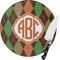 Brown Argyle 8 Inch Small Glass Cutting Board