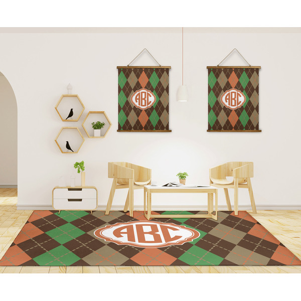 Brown Argyle 8'x10' Indoor Area Rugs - IN CONTEXT