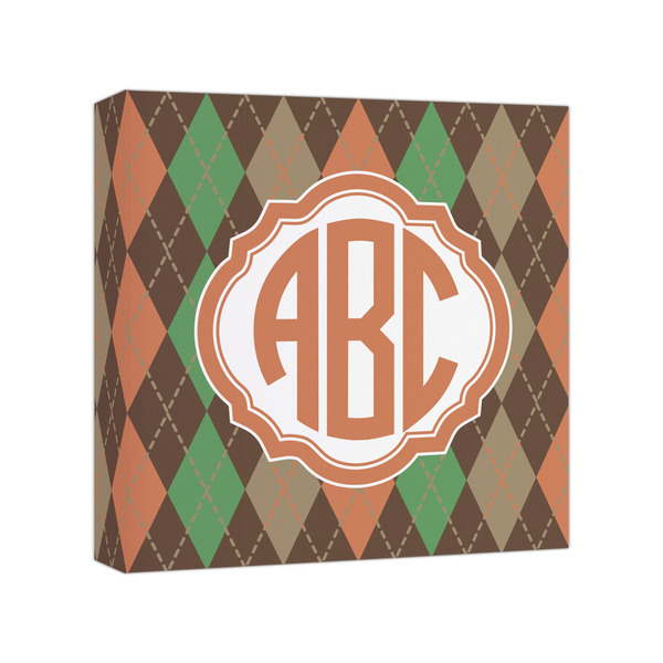 Custom Brown Argyle Canvas Print - 8x8 (Personalized)
