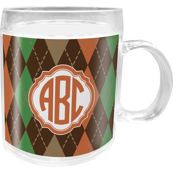 Custom Brown Argyle Acrylic Kids Mug (Personalized)