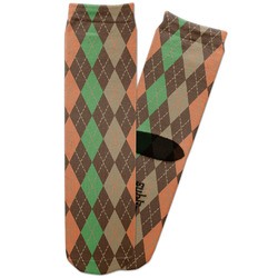 Brown Argyle Adult Crew Socks (Personalized)