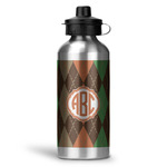 Brown Argyle Water Bottle - Aluminum - 20 oz (Personalized)