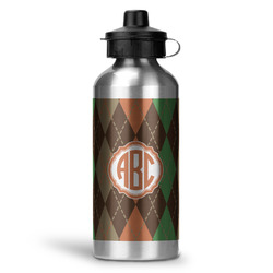 Brown Argyle Water Bottles - 20 oz - Aluminum (Personalized)
