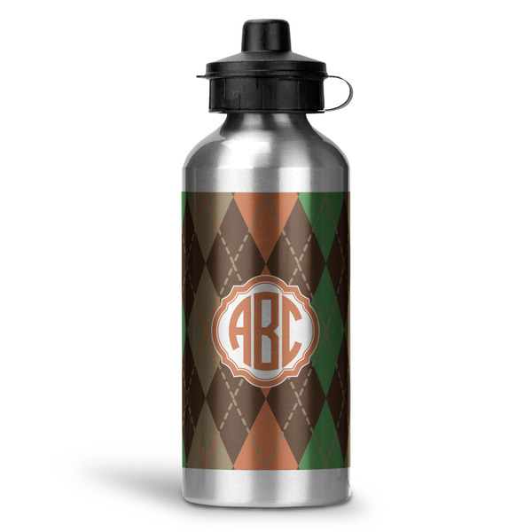 Custom Brown Argyle Water Bottle - Aluminum - 20 oz (Personalized)