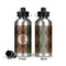 Brown Argyle Aluminum Water Bottle - Front and Back