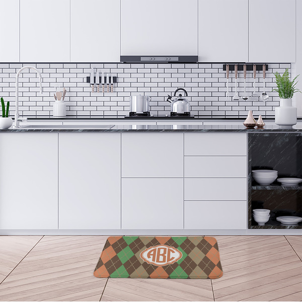 Brown Argyle Anti-Fatigue Kitchen Mats - LIFESTYLE