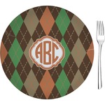 Brown Argyle 8" Glass Appetizer / Dessert Plates - Single or Set (Personalized)