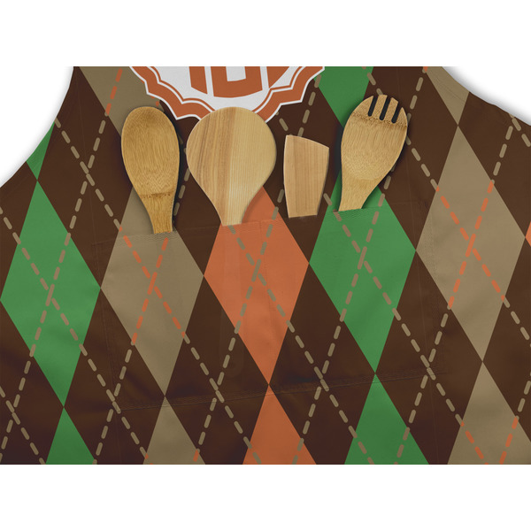Brown Argyle Apron - Pocket Detail with Props