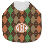 Brown Argyle Jersey Knit Baby Bib w/ Monogram