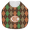 Brown Argyle Jersey Knit Baby Bib w/ Monogram
