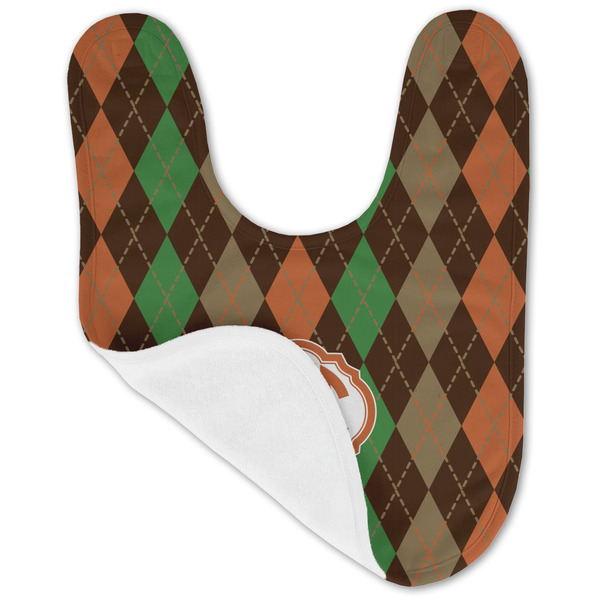 Brown Argyle Baby Bib - AFT folded