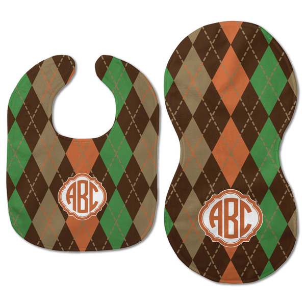 Brown Argyle Baby Bib & Burp Set - Approval (new bib & burp)